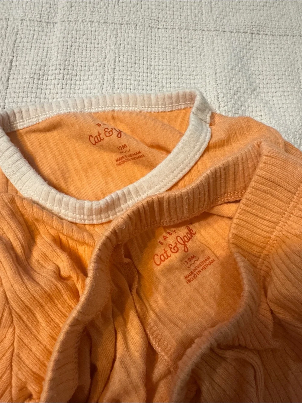 Cat & Jack Orange Ribbed Two-Piece Set with Cream Trim